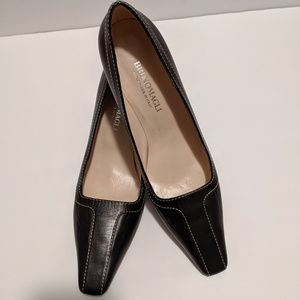 Brunomagli Black Italian Leather Career Heels